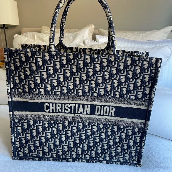Authentic! Dior Book Tote (large) 
Blue, Cotton - Picture 1 of 5